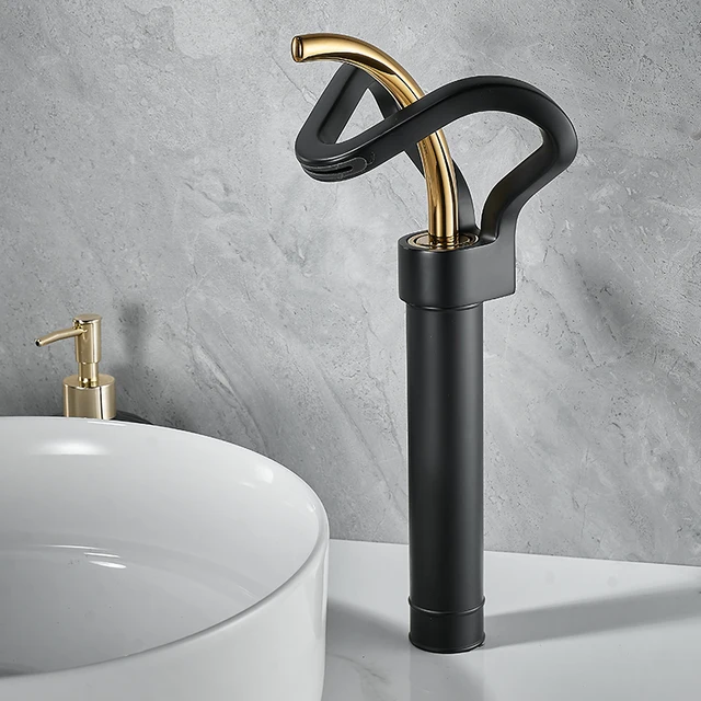 น้ําตกสร้างสรรค์ห้องน้ําอ่างล้างหน้าก๊อกน้ําก๊อกน้ําดาดฟ้าติดตั้งร้อนเย็นน้ําผสมเครนทองเหลืองเดี่ยวก๊อกผสม 1