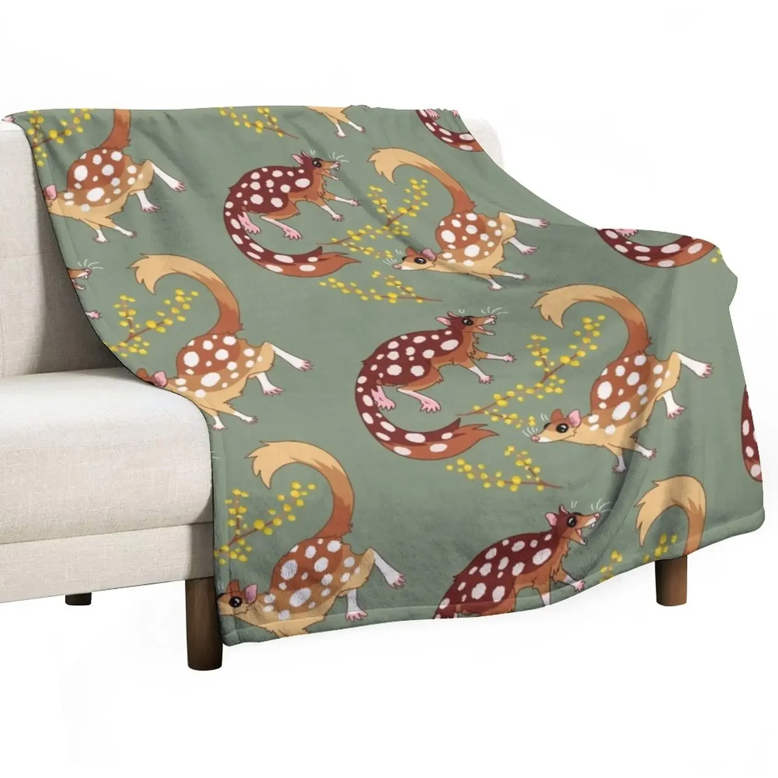 

Quolls and Wattle Throw Blanket For Decorative Sofa Flannels Bed covers Bed linens Blankets