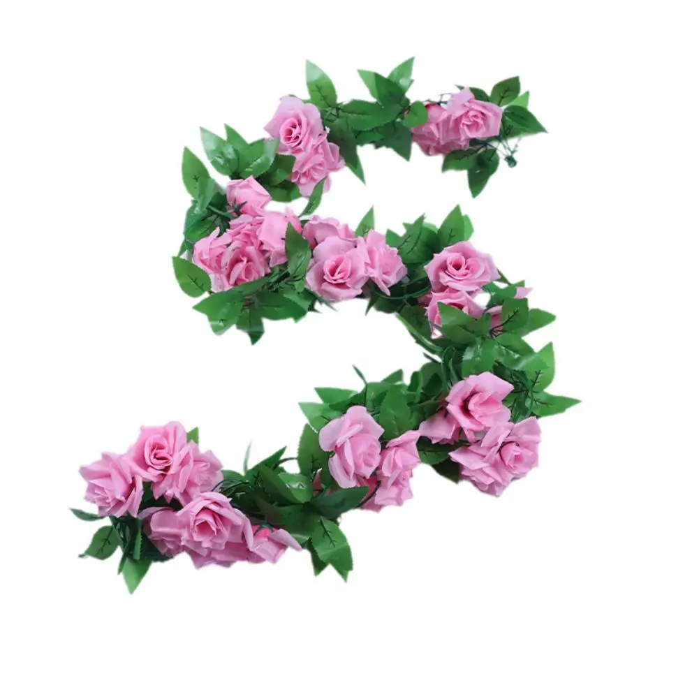 Simulation Rose Artificial Flowers Christmas Garland For Wedding Home Room Decoration Garden Arch Diy Fake Plant Vine F9m1