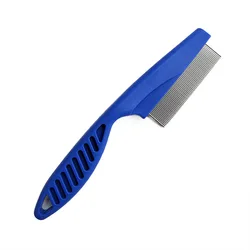 Pet Hair Grooming and Removal Stainless Steel Comb - L (Blue)