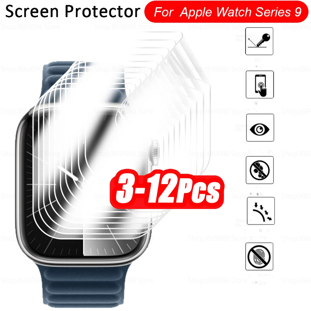 

Полностью изогнутая мягкая Гидрогелевая пленка 12-3 шт. для Apple Watch серии 9 Ultra 2 49 мм серия 9 41 мм 45 мм защита экрана часов не стекло