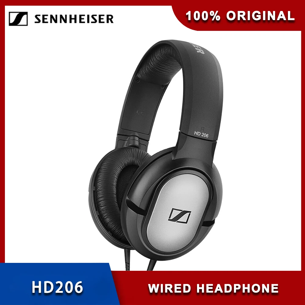

Original Sennheiser HD206 3.5mm Wired Headphone Noise Isolation Earphone Stereo Music Sport Headset Deep Bass for iPhone Android
