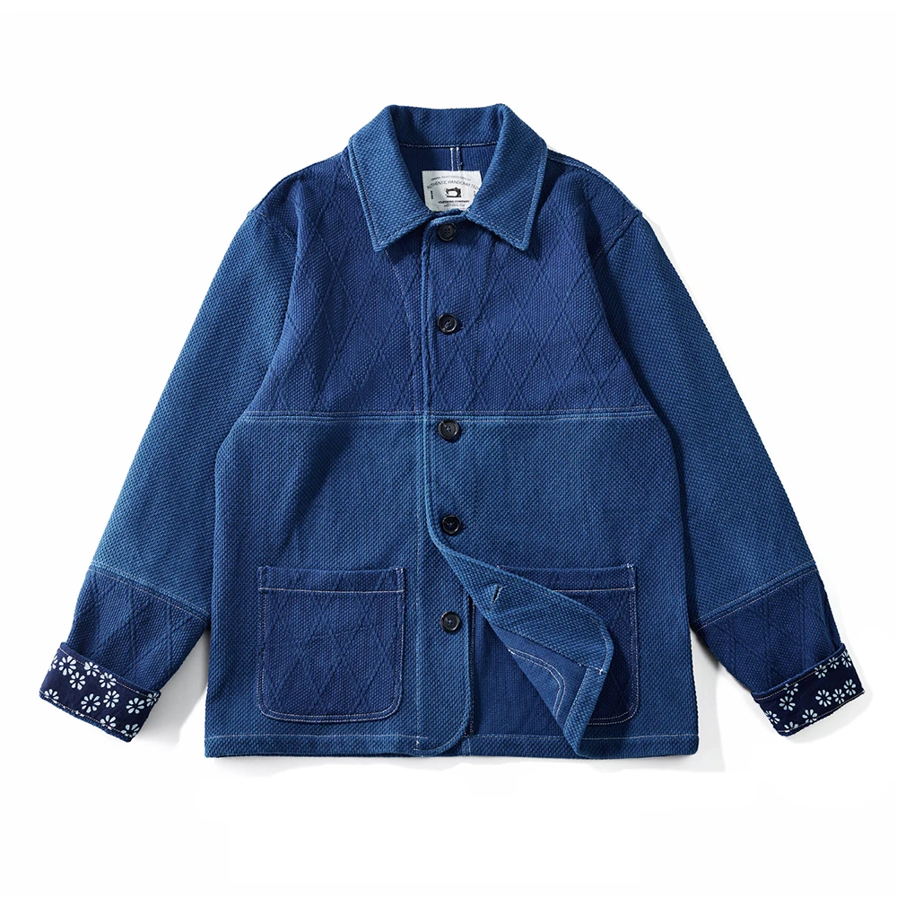 521006-1d1113.jpg Se6ea369b5b094dc6947d0bfd6b4ed4bbm Vintage Indigo Jacket Men French Workwear Cargo Tooling Jacket Autumn Winter Blue Dyed Kendo Fabric Multi-pocket Cardigan Coat Mallzona