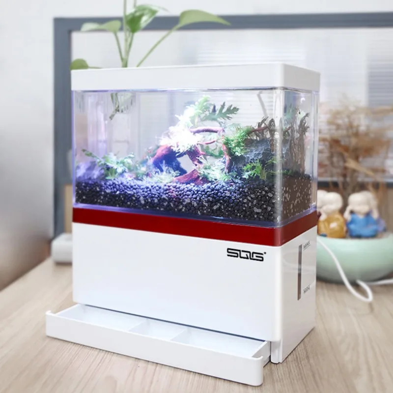 Fish Aquarium mini Self circulating with charging filter desktop living room household water free ecological