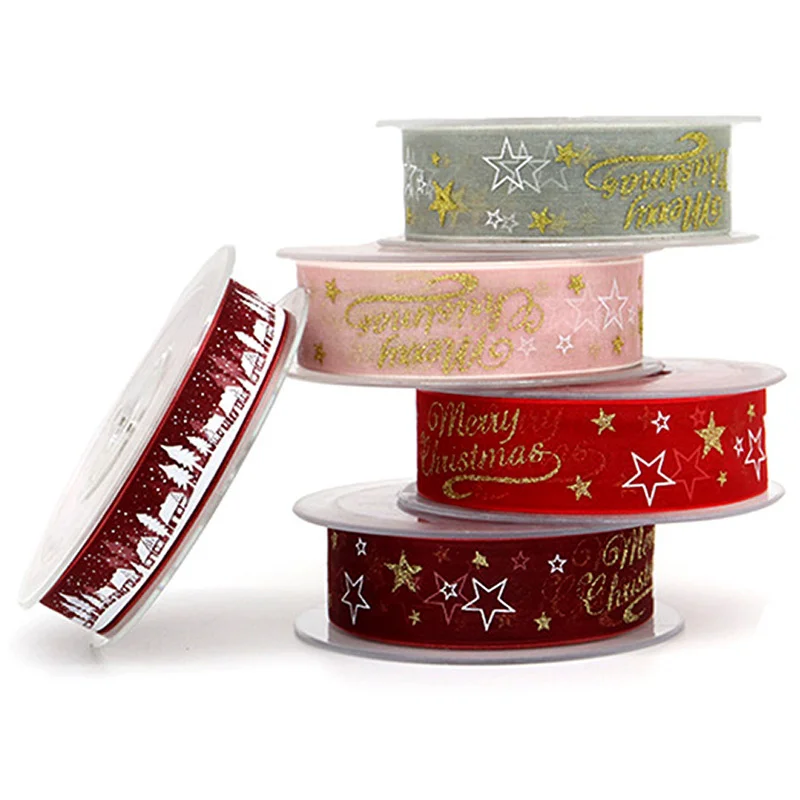 5M 10mm 15mm 25mm Christmas Satin Ribbons Crafts DIY Tape Wedding Gift Bows Natural Organza Ribbon Sewing Clothing Decoration satin ribbons ribbon decoration ribbon supplies satin ribbon sewing ribbon christmas ribbon organza ribbon