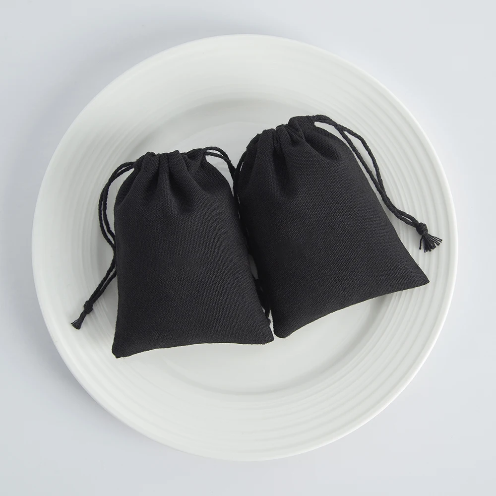 100/50 Stück schwarze Baumwoll-Schmuck-Geschenktüten, Beutel, Mehrzweck-Organizer mit Kordelzug, Verpackungsbeutel für Ohrringe, Ringe, Armbänder – Detail 4