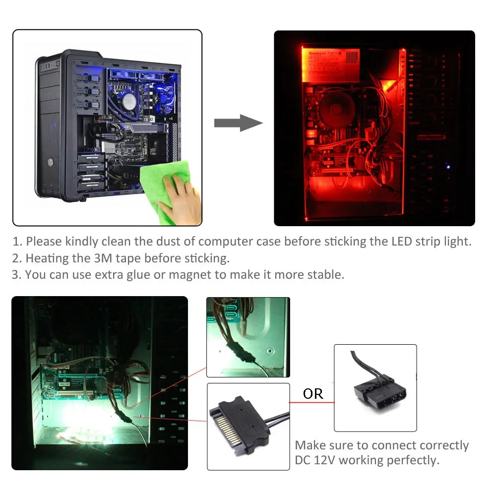 RGB led controller DC 12V SATA RF17 keys remote wireless large 4Pin Molex controler for PC fan computer case 5050 strip lighting