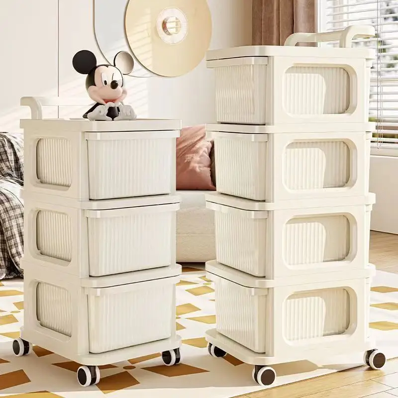 Multi-Layer Transparent Trolley Storage Shelf Trolley Organizer Drawer-Type Rolling Storage Mobile Cosmetics Snack Storage Rack