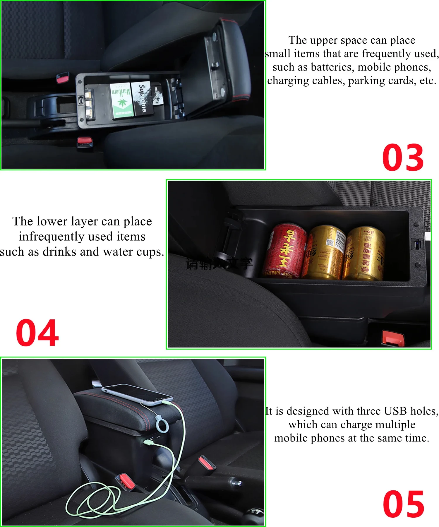 Armrest box For Suzuki Jimny JB74 2018 -2024 Car Armrest Storage box  Interior car accessories Double-layer 3USB - AliExpress