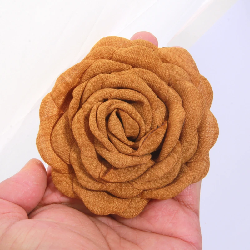 5 Stück 8,8 cm 3,4 Zoll handgefertigte Stoffblumen mit verbrannten Kanten, künstliche Blüten für Hochzeiten, Kopfschmuck, Schuhe, Kleidung, Broschen-Deko, DIY-Zubehör – Detail 21