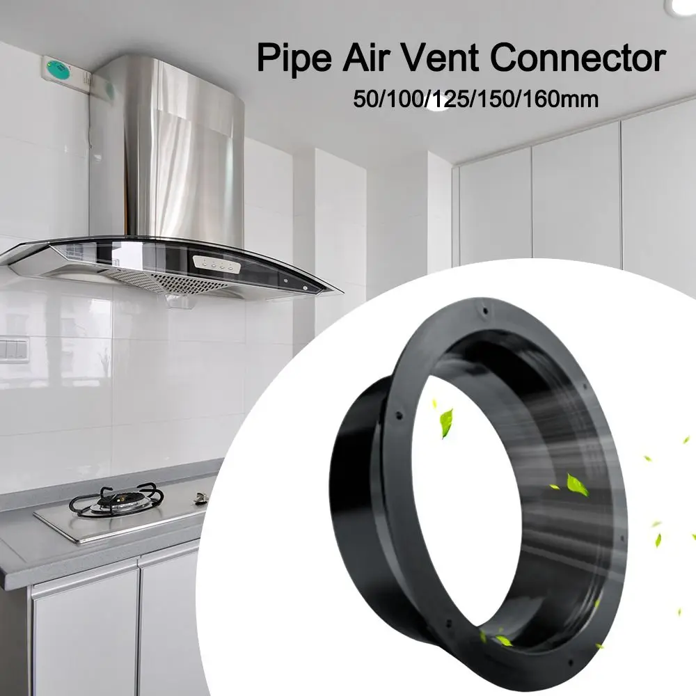 Black ABS Bevel Flange Adapter for Air Ventilation Hoses (50-160mm)