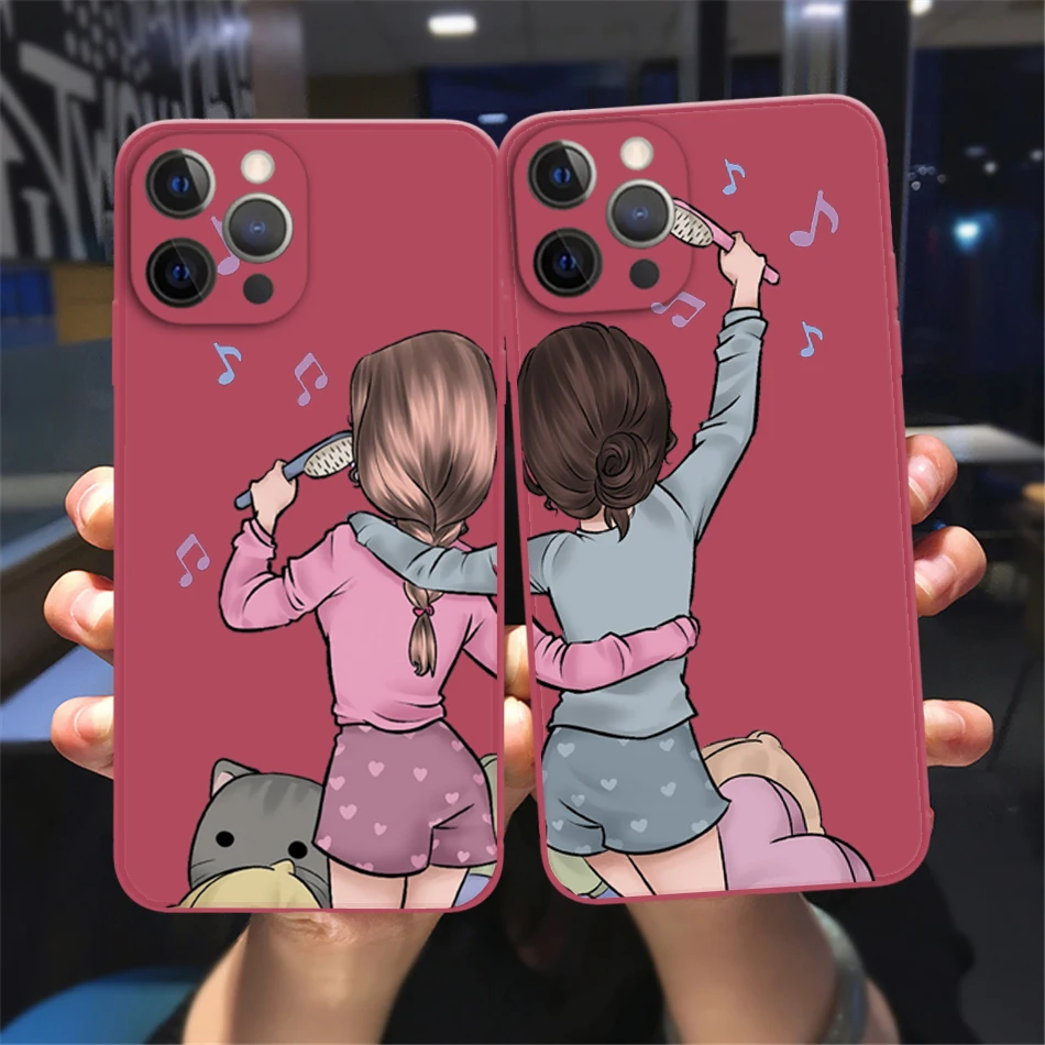 Luxury Travel Girls Bff Best Friends Custodia Per Telefono Forever Per Iphone 13 12 11 14 Pro Max Xsmax Xr X 8 14 Plus Custodia Morbida Rossa Per Para