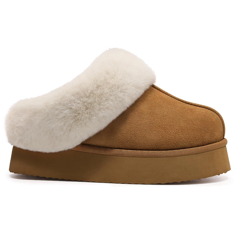 Women Fuzzy Platform Slippers with Memory Foam for Winter