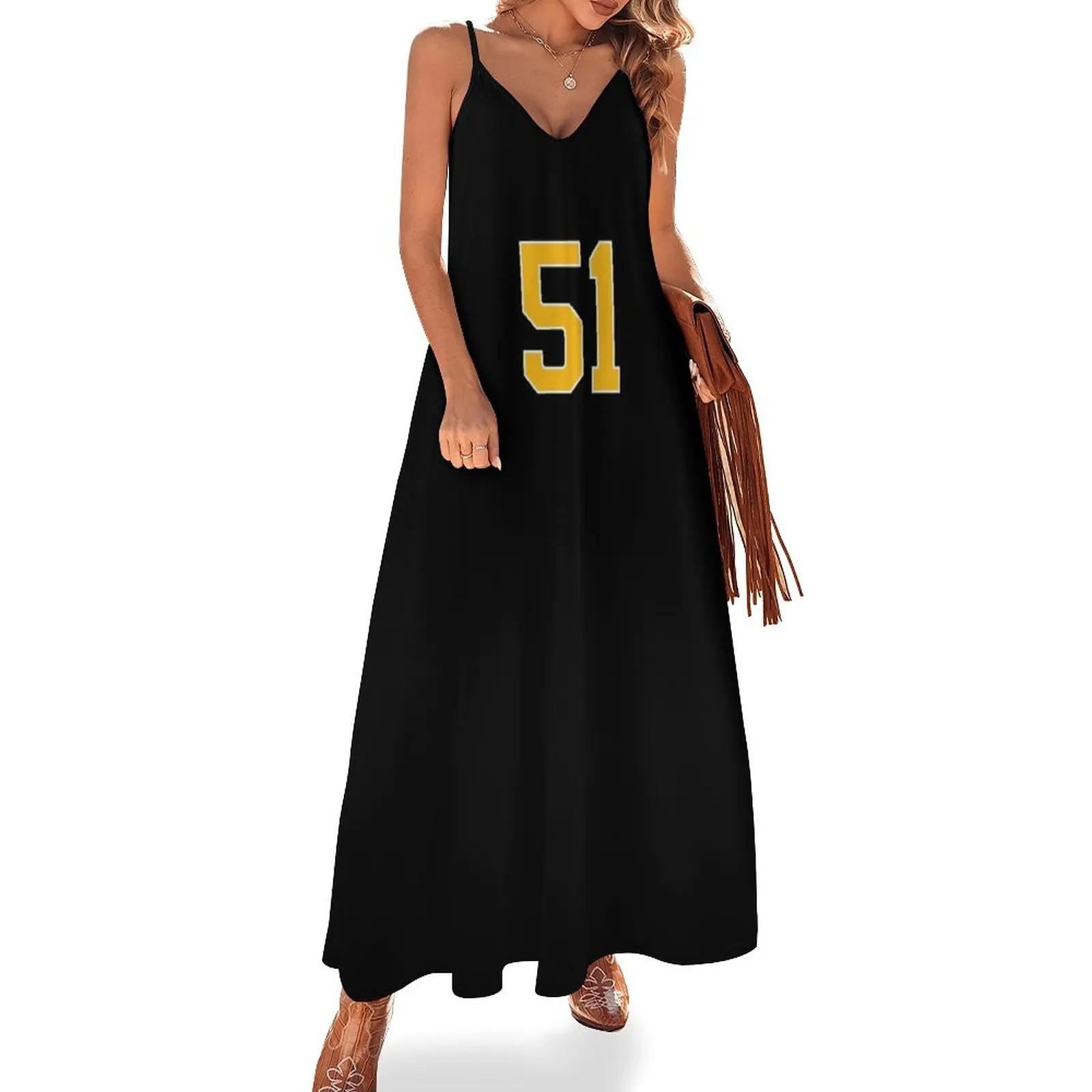 

Yellow Number 51 lucky sports jersey fifty one Sleeveless Dress dresses ladies 2024 summer Women's summer dresses