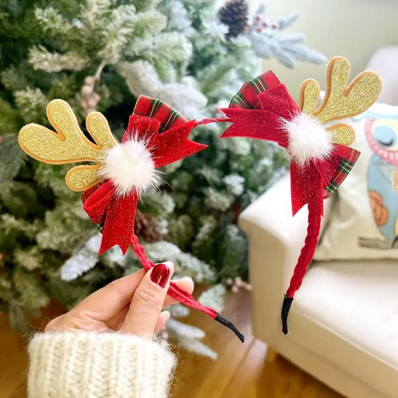 Christmas Headband Santa Snowman Elk Hairdband Xmas Tree Deer Horn Headwear Merry Christmas Party Decoration New Year Gifts