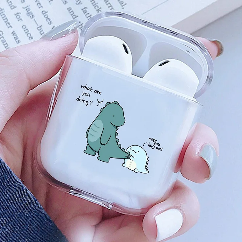 Cute Dinosaur Couple Hug Me for Apple Airpods Earphone Case