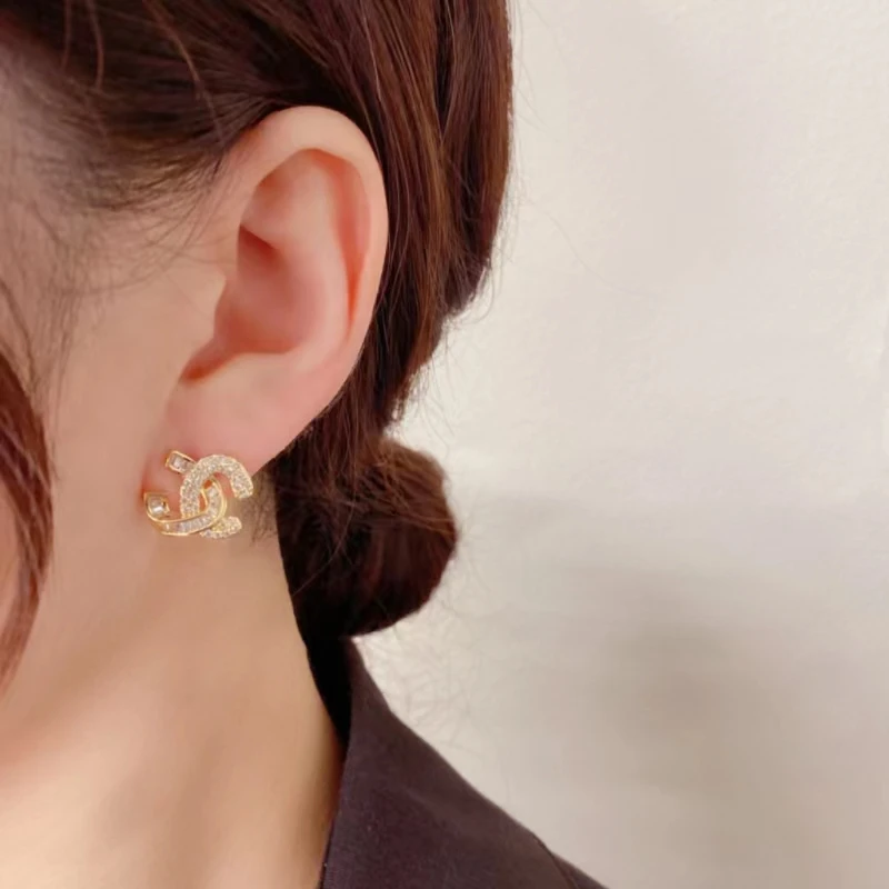 925 Sterling Silver Style Jewelry Zirconia Flower Stud Earrings Women Fashion Accessories Delicate Crystal Double Wear Earrings