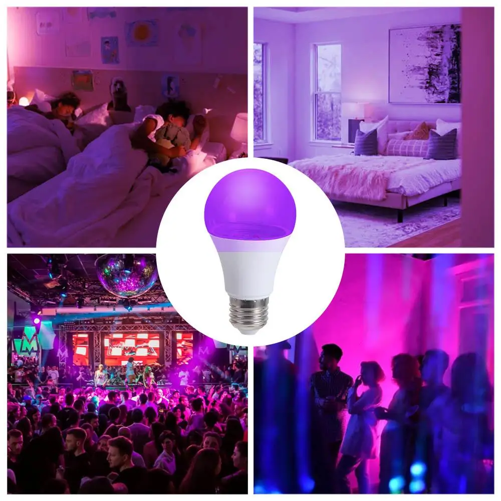 Portable Ultraviolet Blacklight Bulb - 10W Purple Atmosphere Glow Lamp