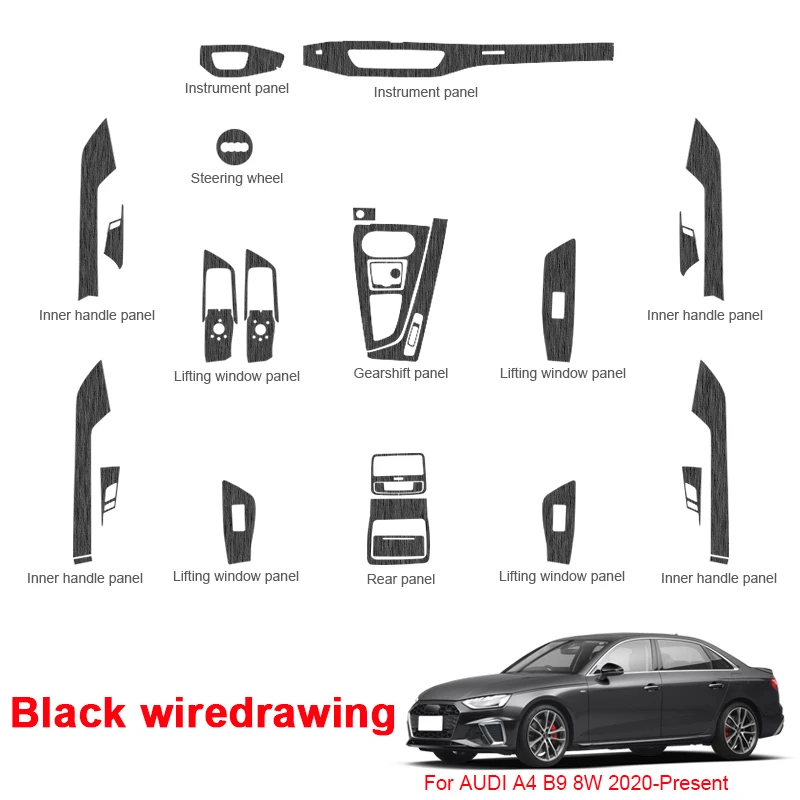 アウディA4B9,8W,2020-2025用の車内ステッカー,リフトウィンドウ,ギア