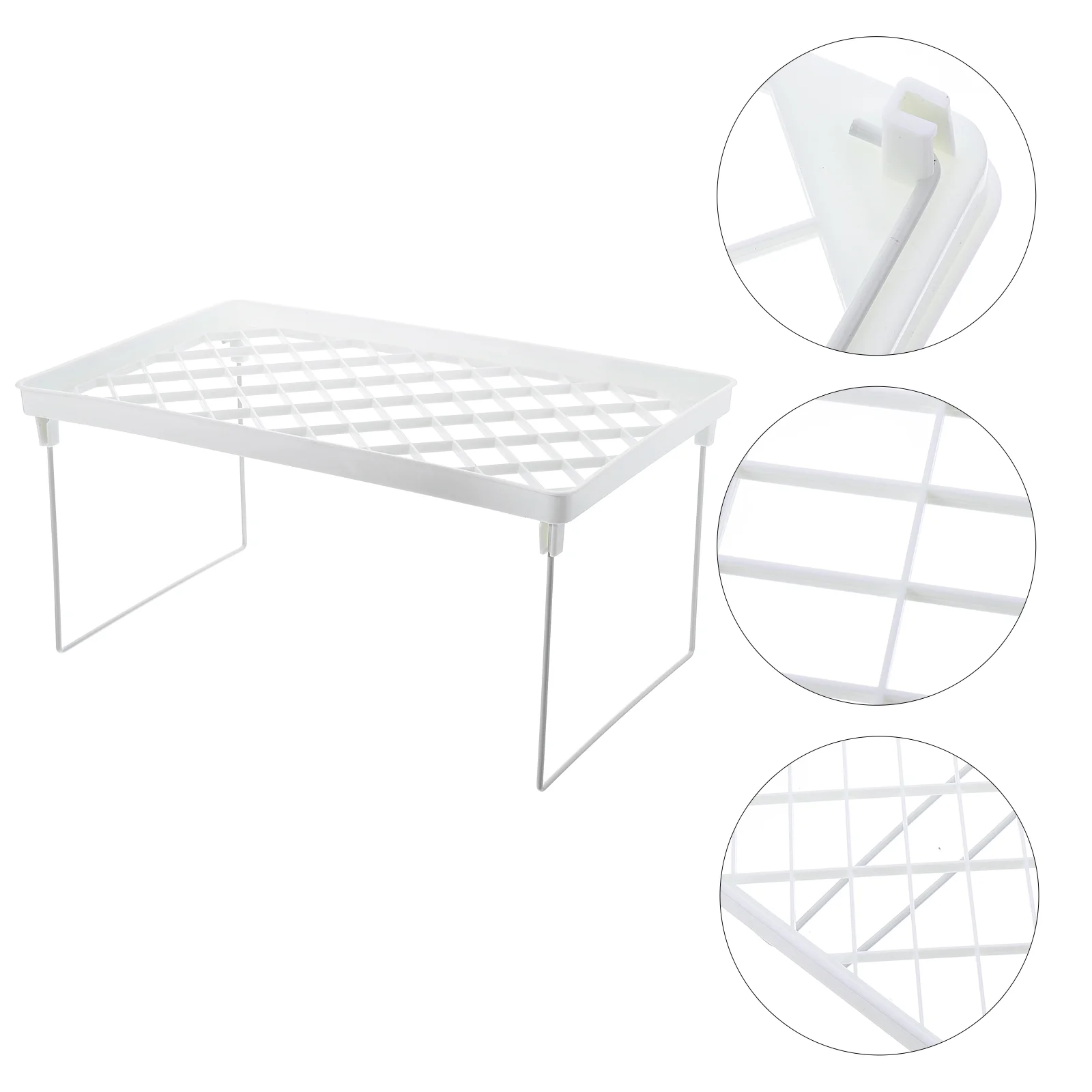 

Folding Shelf Makeup Holder Storage Rack White Increased Countertop Plastic