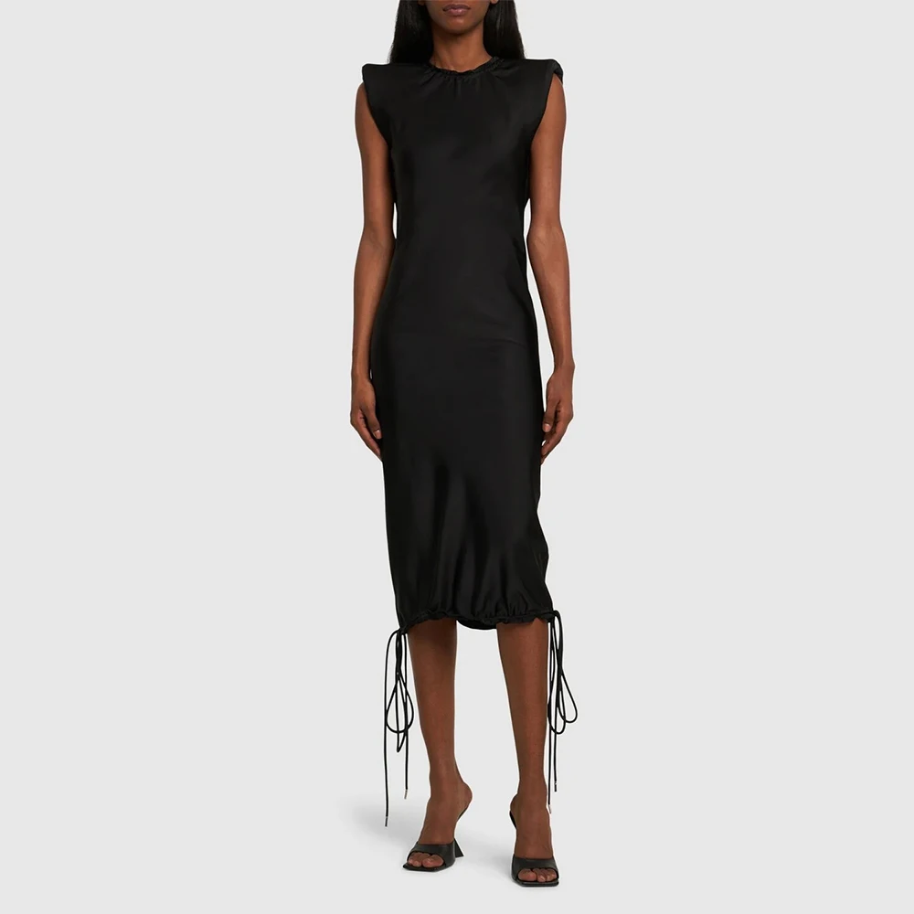 

2024 Spring And Summer New Women's Dress Y2k Drawstring Tie Sexy Backless Fashion Elegant Commuter Sleeveless Long Dresses
