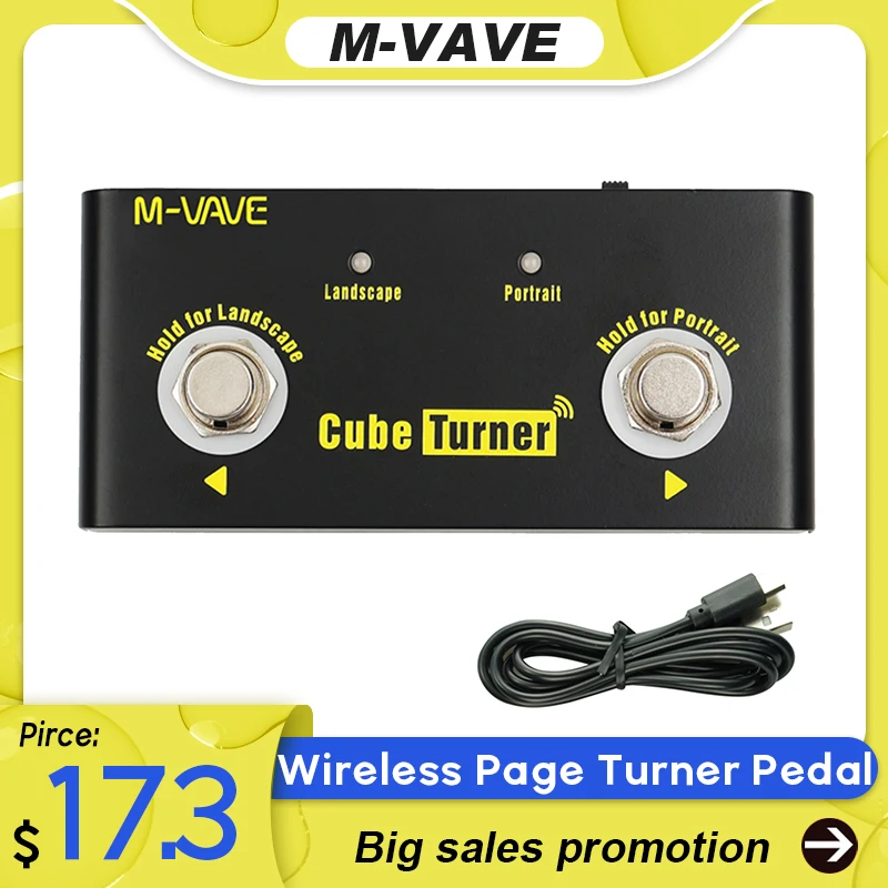 Cuvave Cube Turner Wireless Page Turner Pedal Builtin Battery Supports Looper Connection