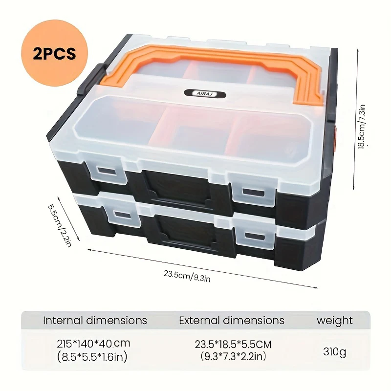 AIRAJ Multifunctional Tool Box 2/3-Piece Set, Detachable And Stackable Electrical Tool Screw With Lid Storage Plastic Box 5