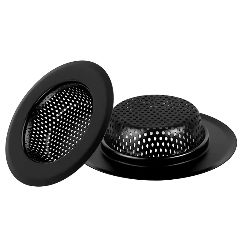 Anti Clog Sink Strainer Black With Handle Drain Filter Hair Clean Up Stainless Steel Waste Catcher Kitchen Bathroom Accessories