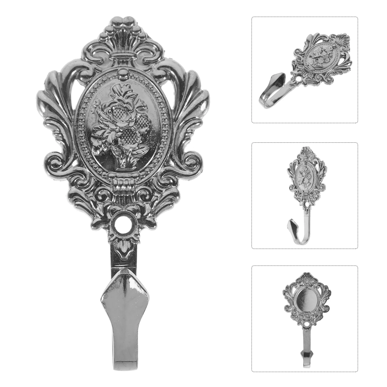 

2 Pcs Black Shower Curtain Vintage Tieback Holdback Rural Zinc Alloy Hook Hooks