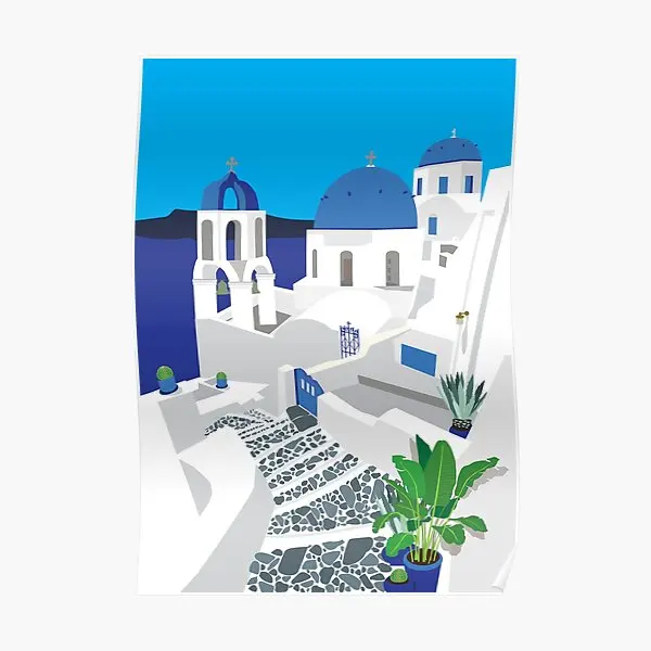 

Постер на стену в комнате с изображением Санторини, Современный художественный декор, Настенная роспись, забавный домашний винтажный принт, украшение без рамки