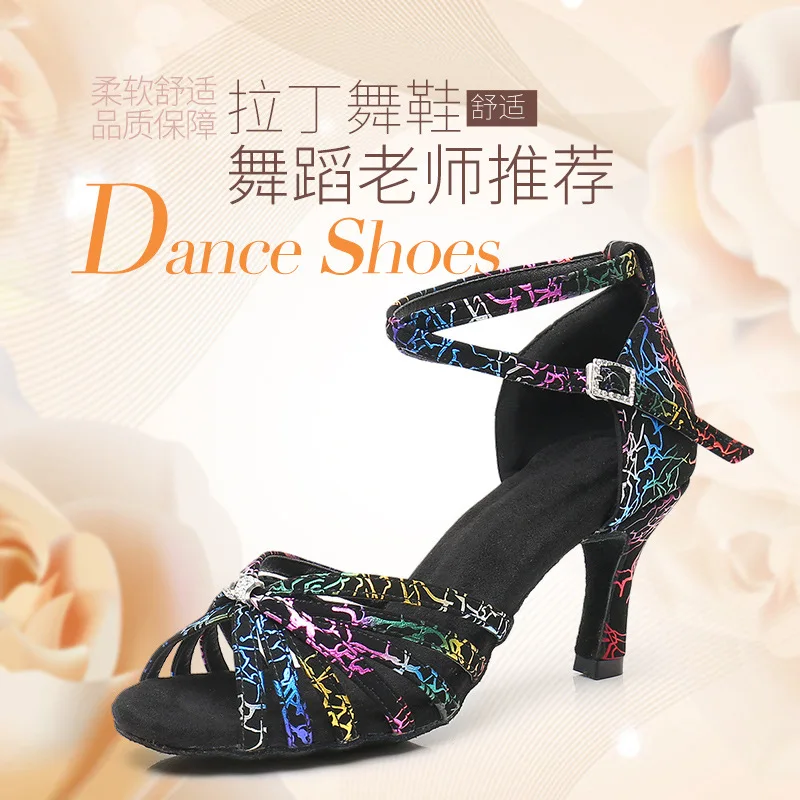 

1pair/lot woman ballroom dancing colorful shoes lady latin cha cha dancing high -heel dancing shoes