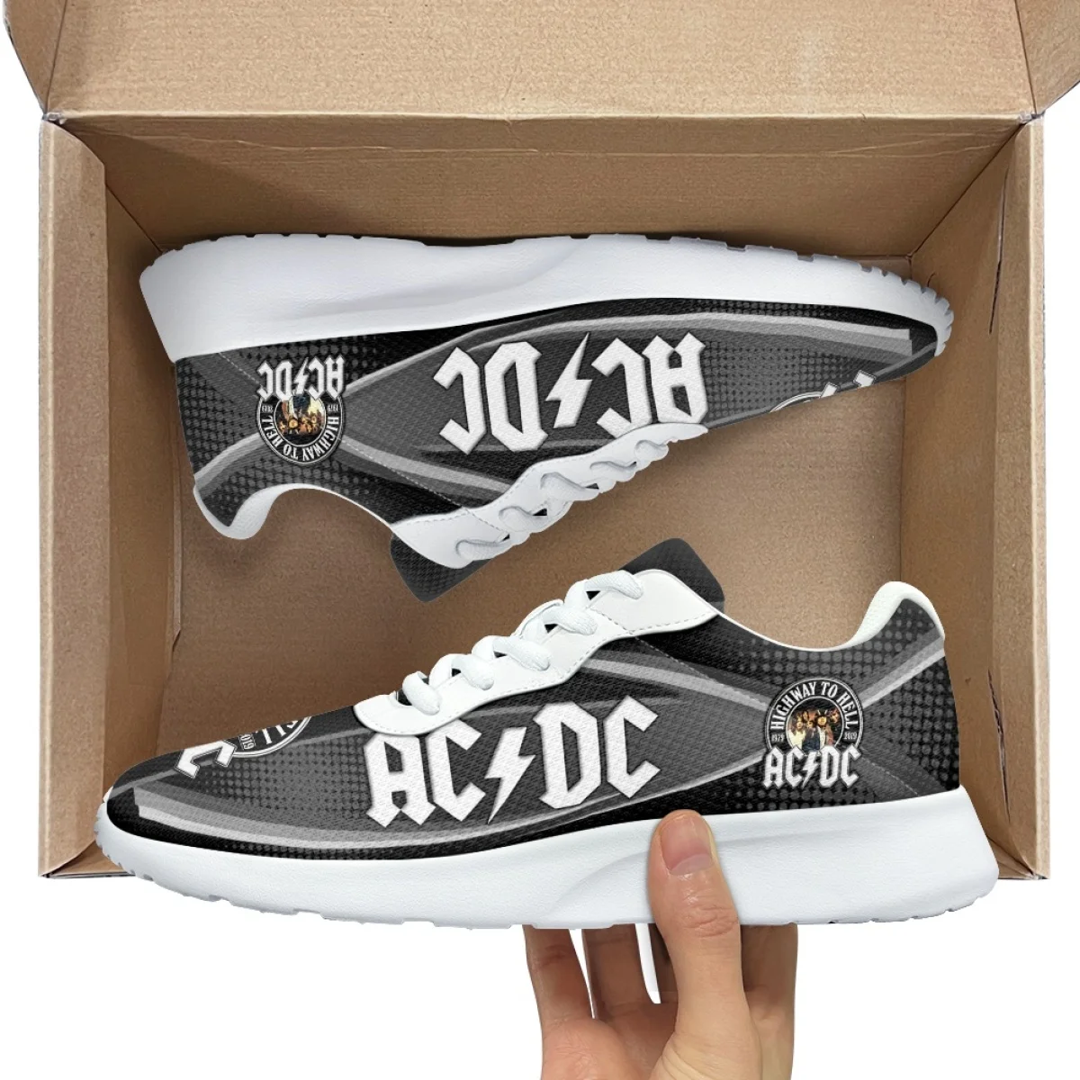 AC Rock Band Pattern Brand Design for Women Casual Fitness Shoes Comfort Shock Absorbing Non-slip Ladies Sneakers for Outdoor