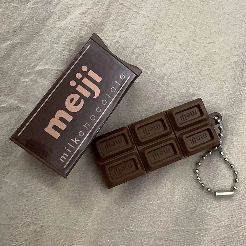 Hot Japanese Style Simulated Meiji Chocolate Fidget Toy Bendable Snap Stress Relief Keychain Pendant Creative Gift S Image 11