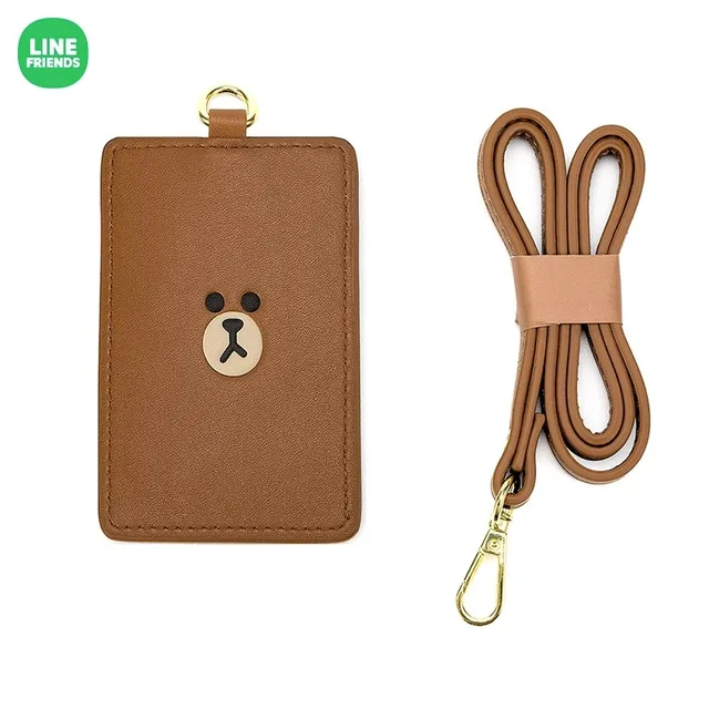 Line Friends Brown Bear Kawaii Hanging Neck Id Case Cartoon Sally