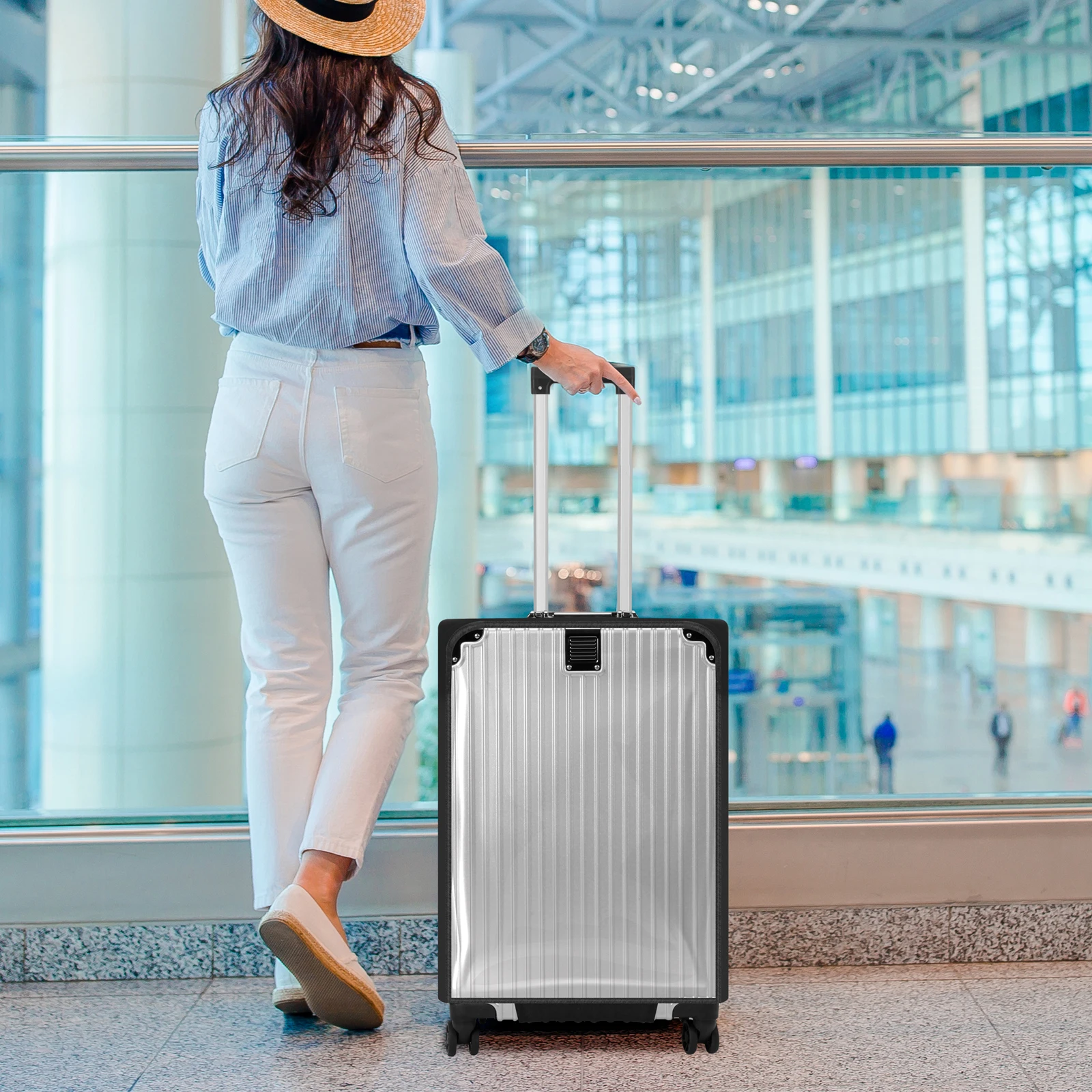 Transparent PVC protective cover, dustproof and waterproof suitcase, wear-resistant suitcase cover, zipper style luggage cover 6