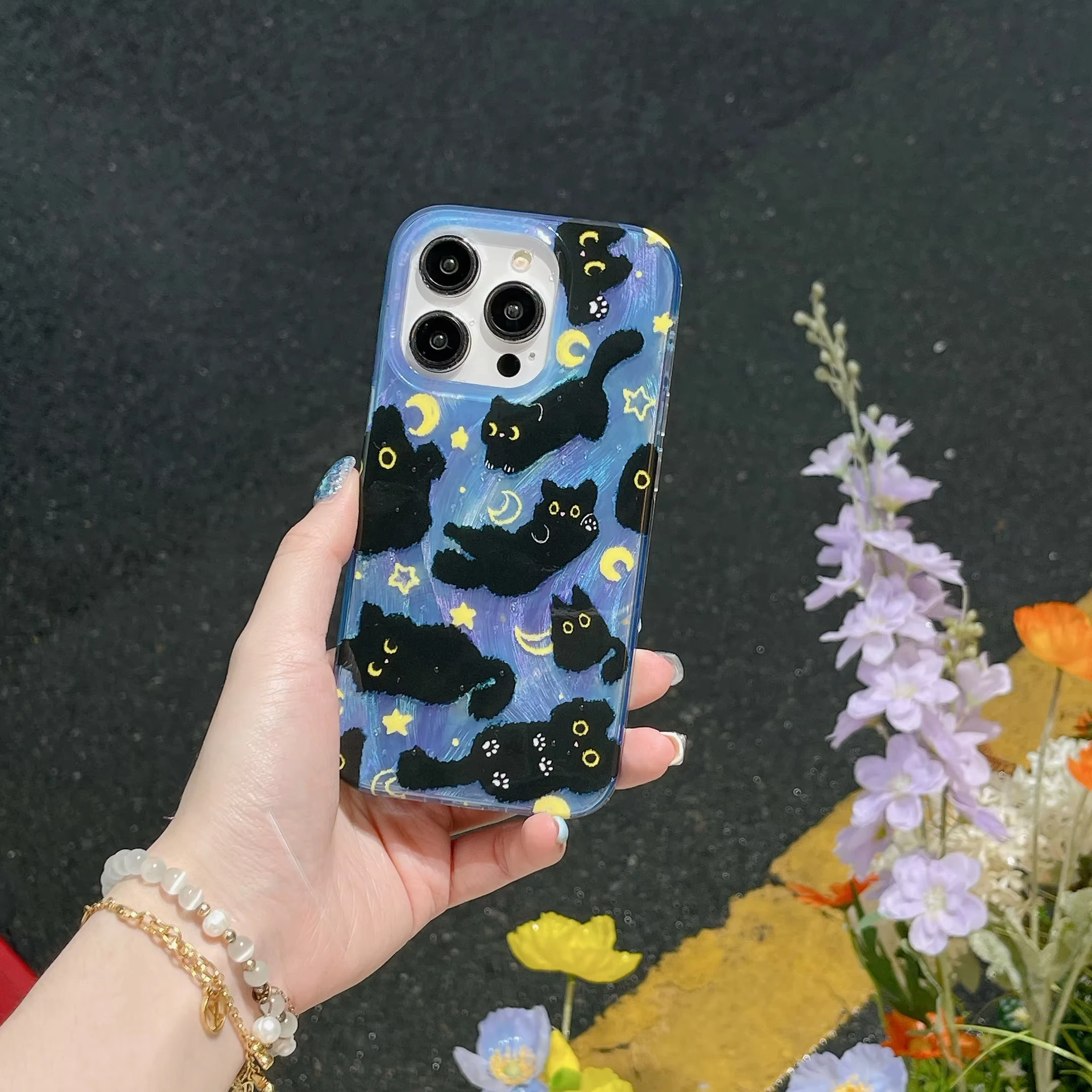 Korean Ins Cute Black Cats Kawaii Creative Phone Case - Y2K Lovely Cover