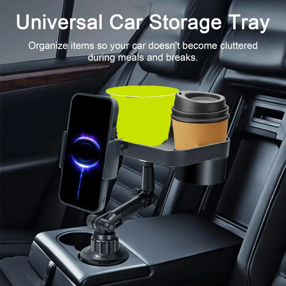 

Universal Car Storage Tray Universal Foldable Car Dining Plate with Cup Holder Phone Bracket Storage Tray Snacks Drinks Mobile