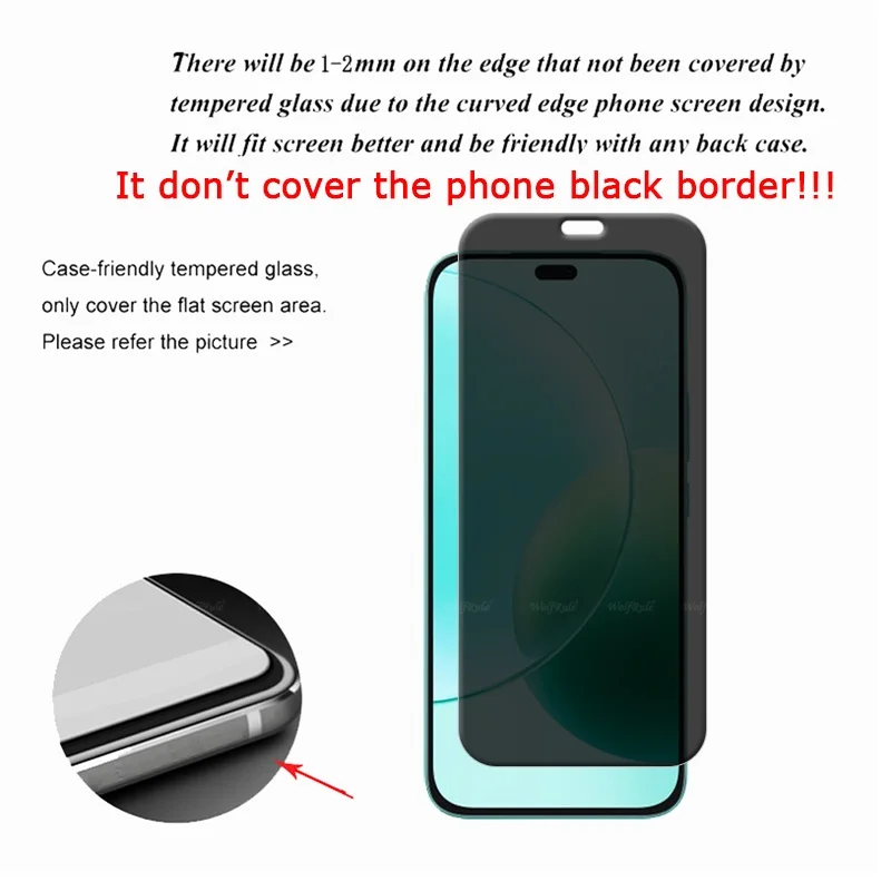 Privacy Anti-Spy Tempered Glass Screen Protector for Smartphones - Available in Sets of 1-4