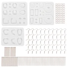 

1set DIY Resin Crystal Epoxy Jewelry Round Square C-shaped Perforated Pendant Earring Jewelry Handmade Material Made Silicon New