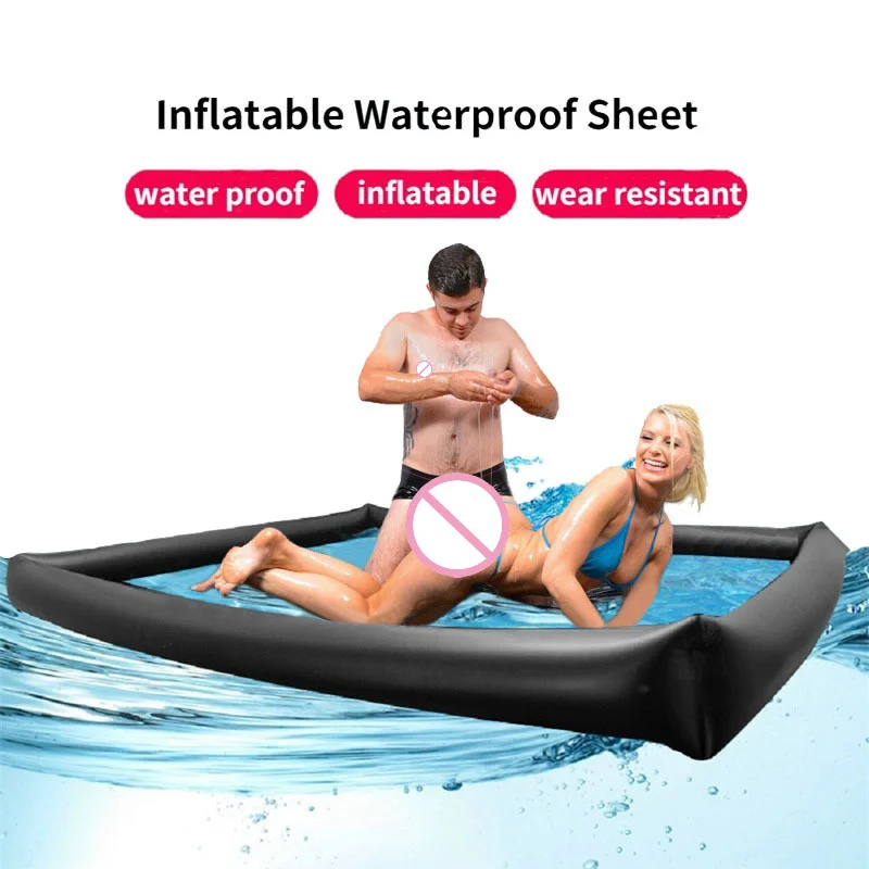 Inflatable Massage Sheet Water Bed Couples Passion Body Oil Spa Spill-Proof Border Black Durable PVC Waterproof Sex Furniture