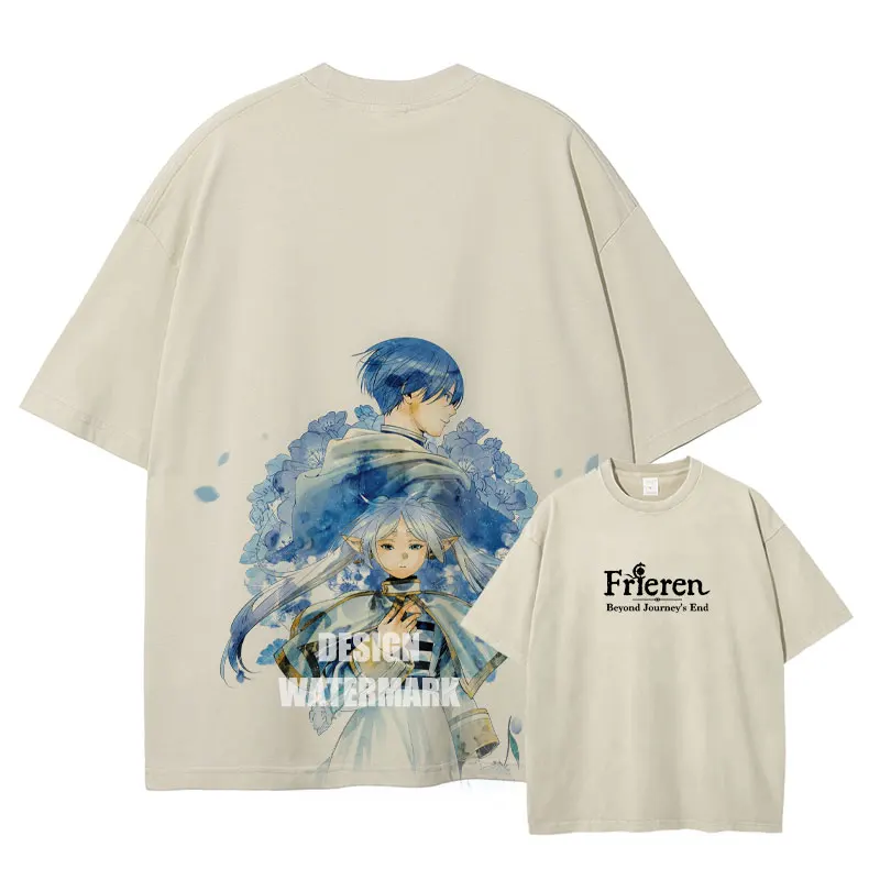 Vintage Washed Anime Graphic Cotton T-Shirt - Unisex Retro Streetwear Tee