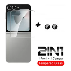6 - in - 1 Full Coverage Tempered Glass Screen and Camera Lens Protector for Samsung Galaxy Z Flip Series (2in1)