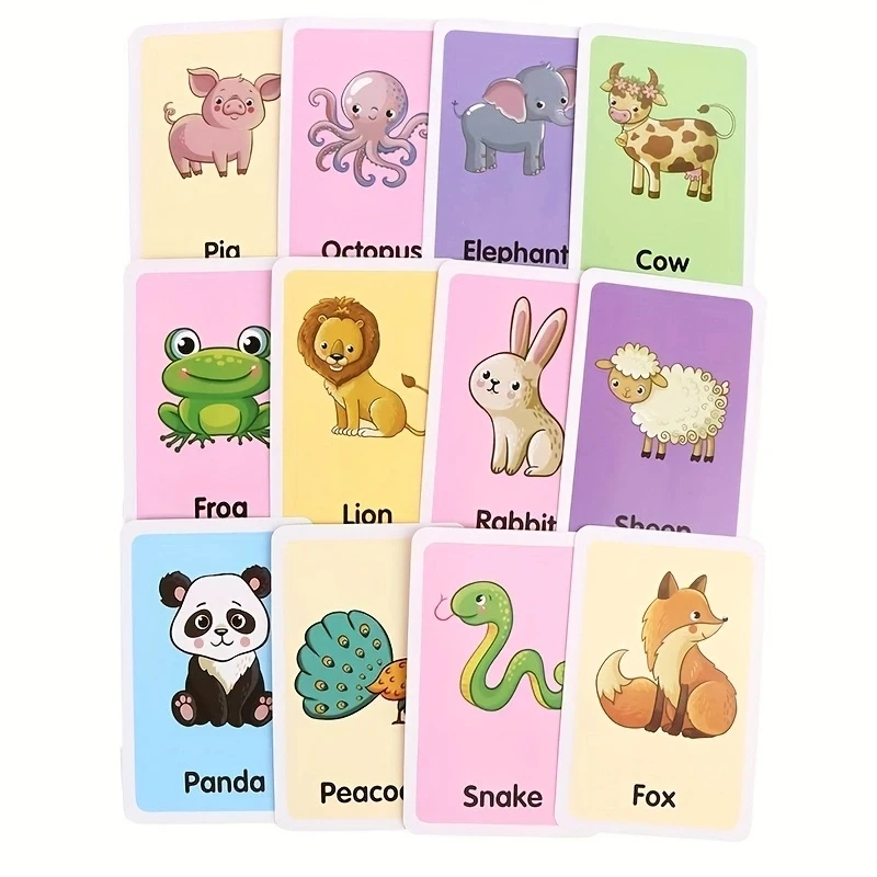 36 cards Children Animal Cognition Cards Double Side Learn English Flashcards For Montessori Baby Kids Early Educational Toys 5