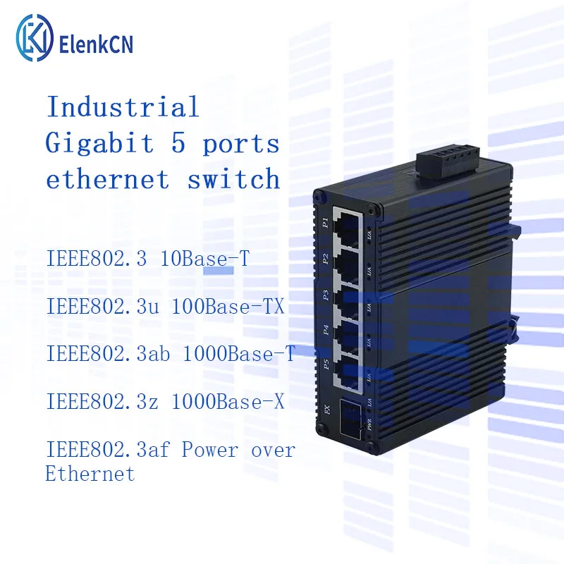 5+1optical to power switches SFP industrial 4KV lightning protection 1000M RJ45 10/100/1000BASET Internet poe extend DC 9-56V