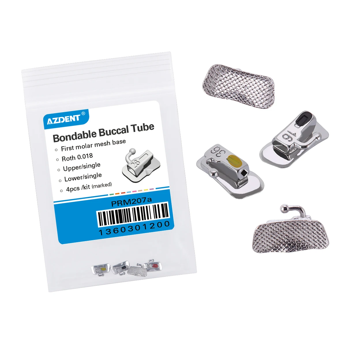 20 Packungen = 80 Stück Azdent Dental Orthodontic Bondable Buccal Tube 1./2. Molaren mit Netzbasis, nicht umwandelbar, Einzelrohr, Roth/MBT Ortho – Detail 9