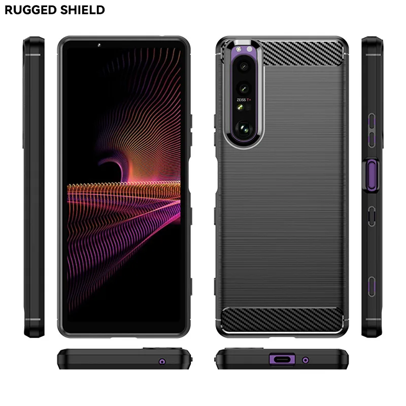 Premium Brushed Silicone Carbon Fiber Case for Sony Xperia Smartphones