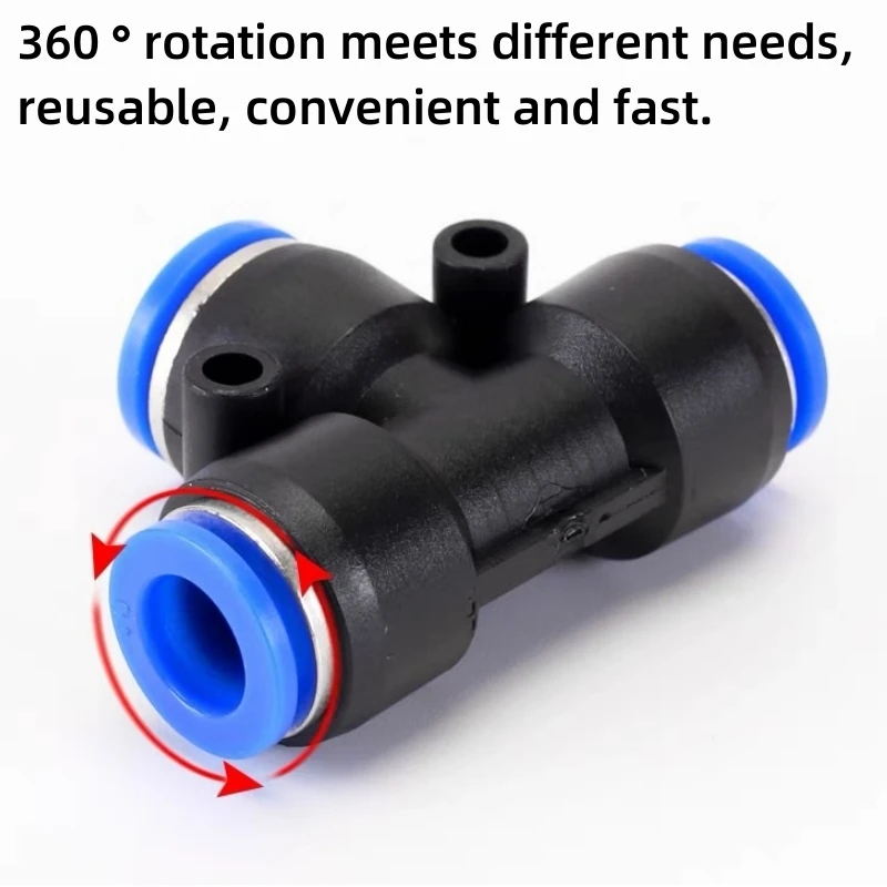 1~15PCS 4/6/8/10/12/14/16mm Pneumatic Fittings T-type Tee Connectors PE/PEG Tube Air Quick Fittings Water Push Into Hose Couping 4