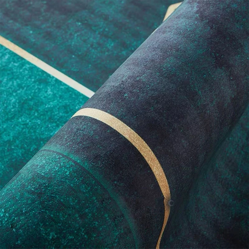 Tmavý zelená abstraktní koberec pro žití pokoj zlatý tuž malba pokoj dekorace estetická kobereček velký rozměr omyvatelné zasedací místnost podlaha rohož
