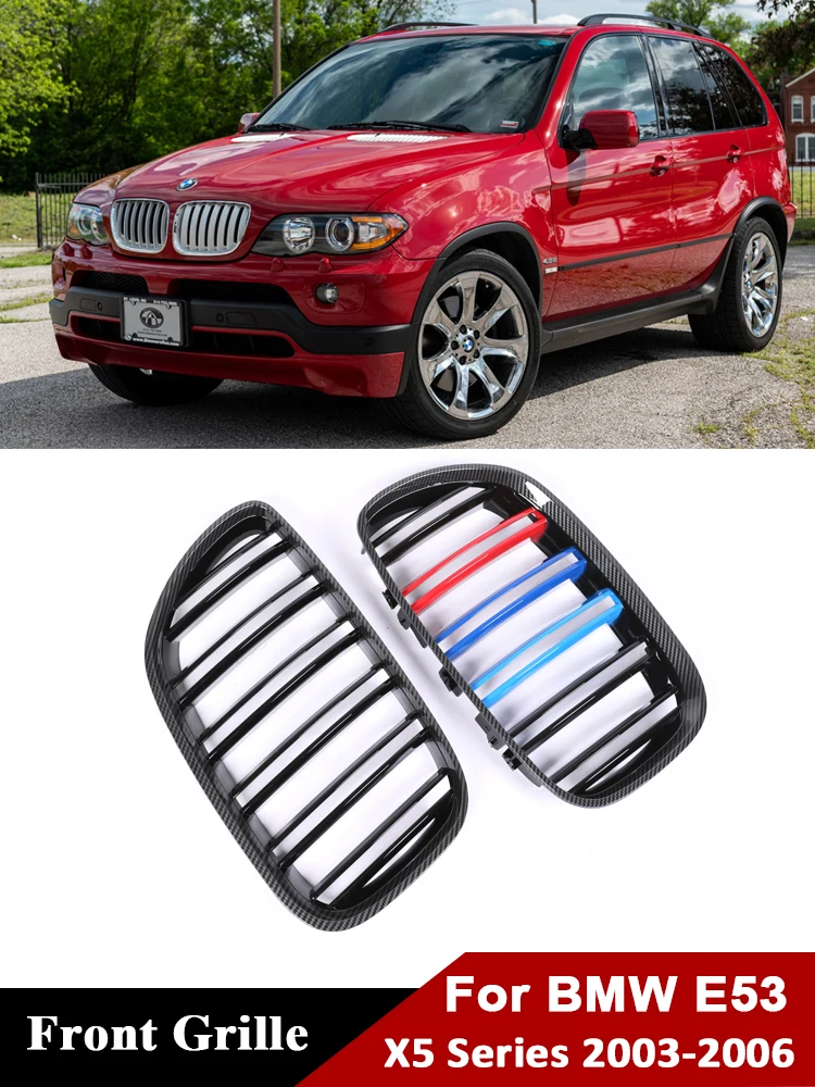 

Front Bumper Kindey Grille Carbon M Style For BMW X5 E53 X5M Inside Grills Cover 2003 2004 2005 2006 Car Accessories