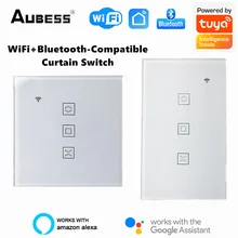 

Aubess Tuya Smart US/EU Curtain Switch 100-250V Bluetooth-Compatible Mobile Phone Touch Remote Control Curtain Switch App Timer